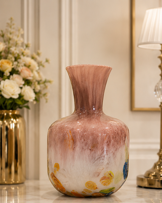 Blush Bloom Art Glass Vase 