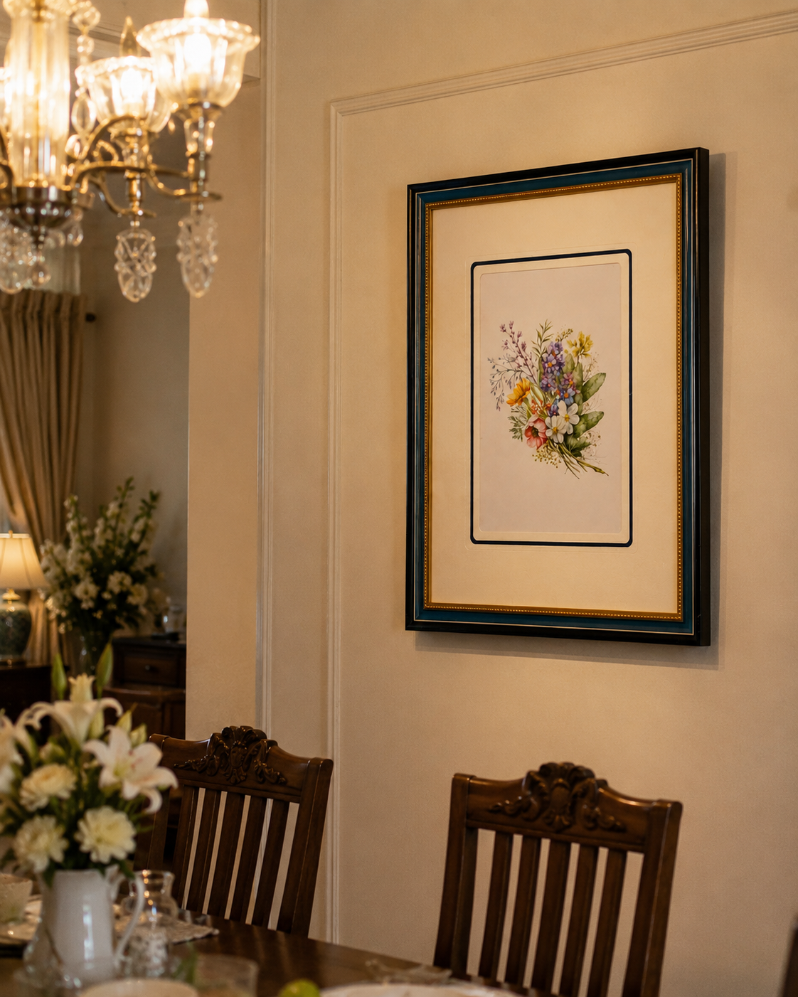 Blossoms in Harmony: A Bouquet of Flowers Print "24x30" Inches