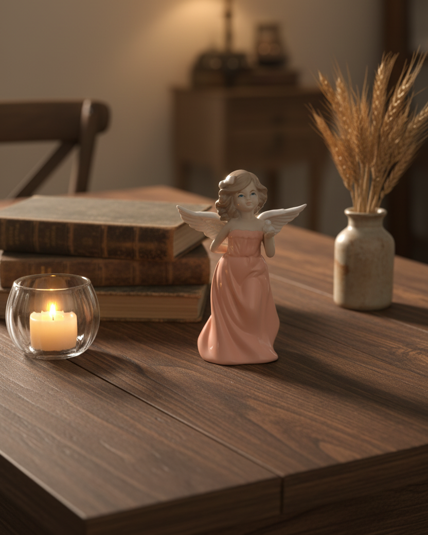 Peach Serenity Angel - Fine Porcelain Figurine 