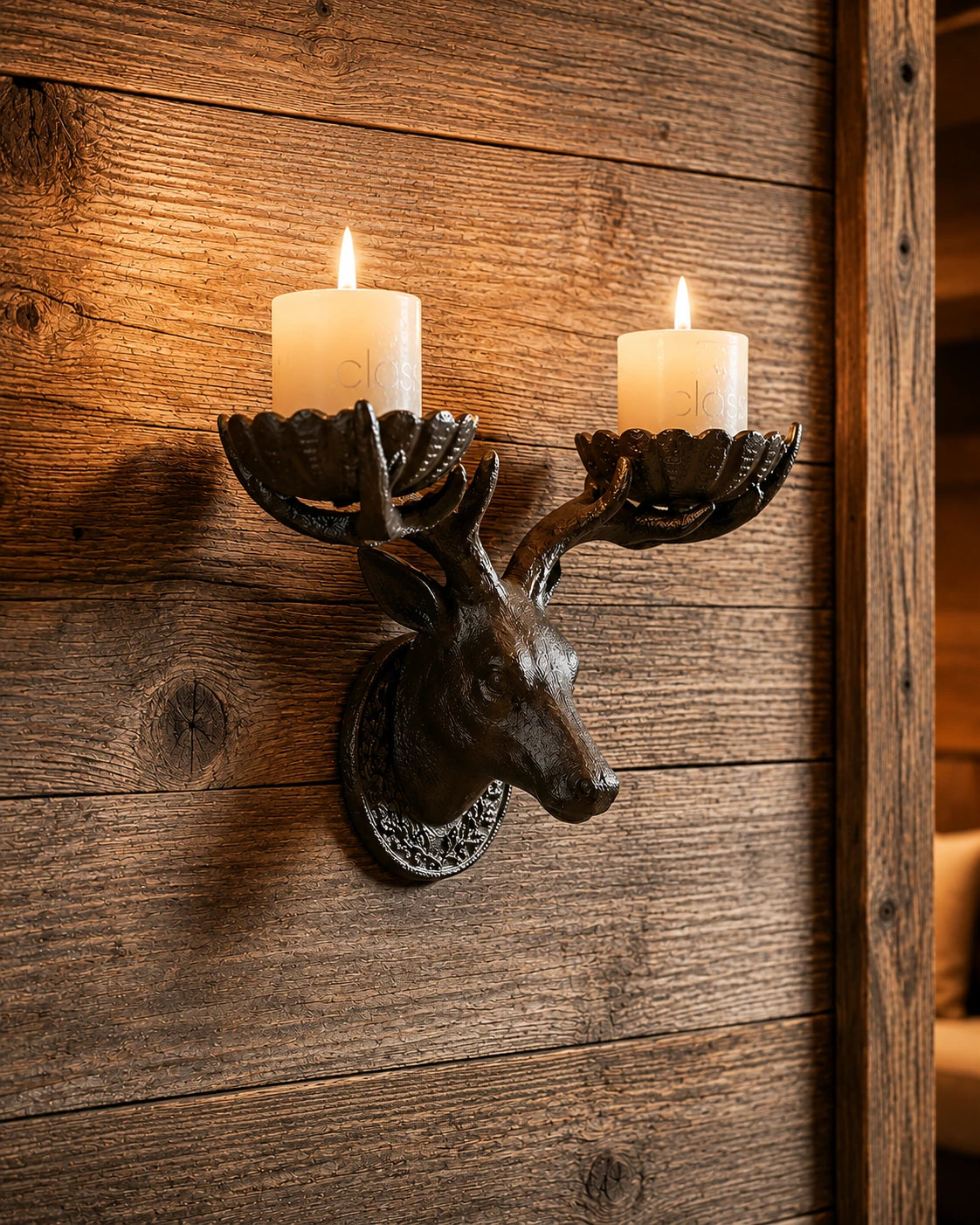 Deer Stag - Cast Iron Wall Mounted Candle Holder 