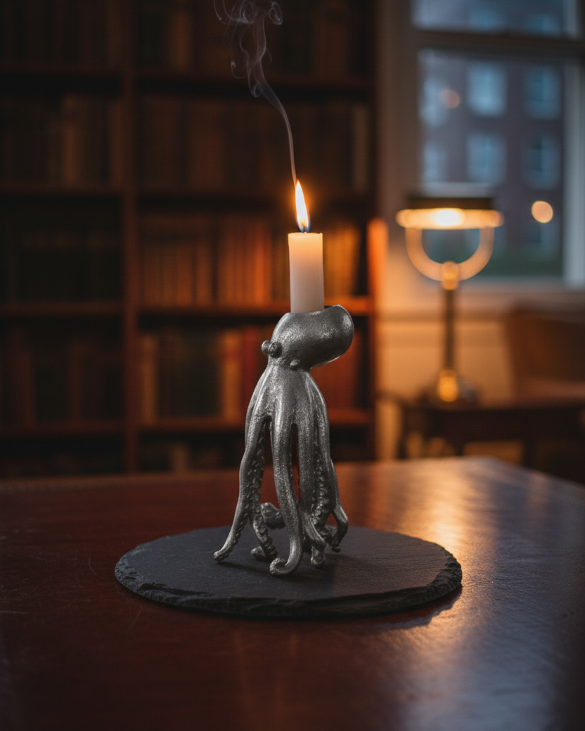 Silver Octopus Candle Holder 