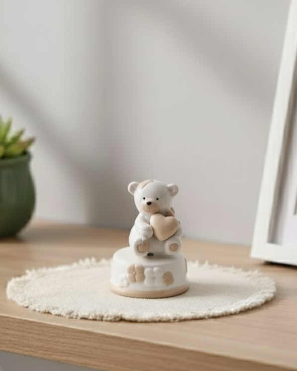 Heart Hug Teddy Music Box - Brown 