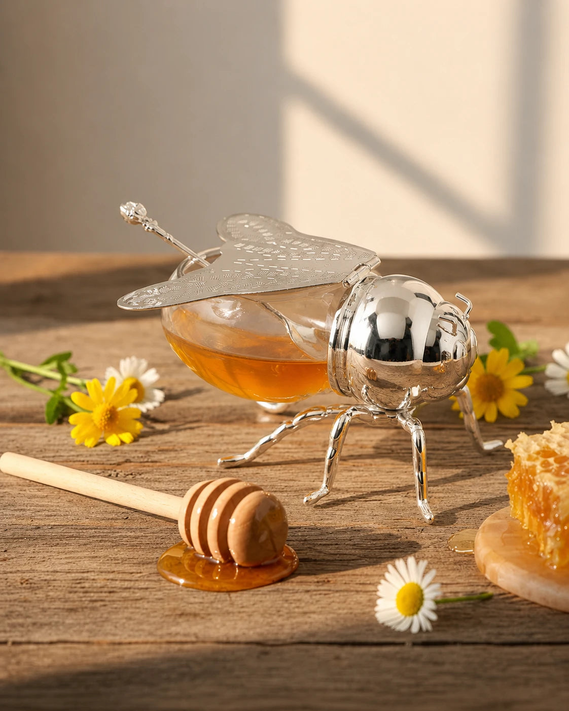 Bee-Shaped Honey Pot '200 ML' - Silver