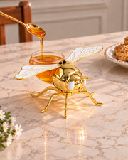 Bee-Shaped Honey Pot With Spoon '200 ML' - White