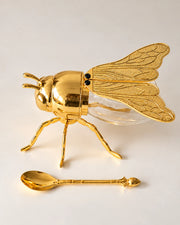 Bee-Shaped Honey Pot With Spoon '200 ML' - Gold