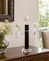 Black Radiant 3-Arms Crystal Candle Stand 