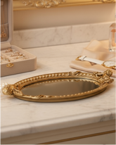 Golden Cherub Mirror Vanity Tray 