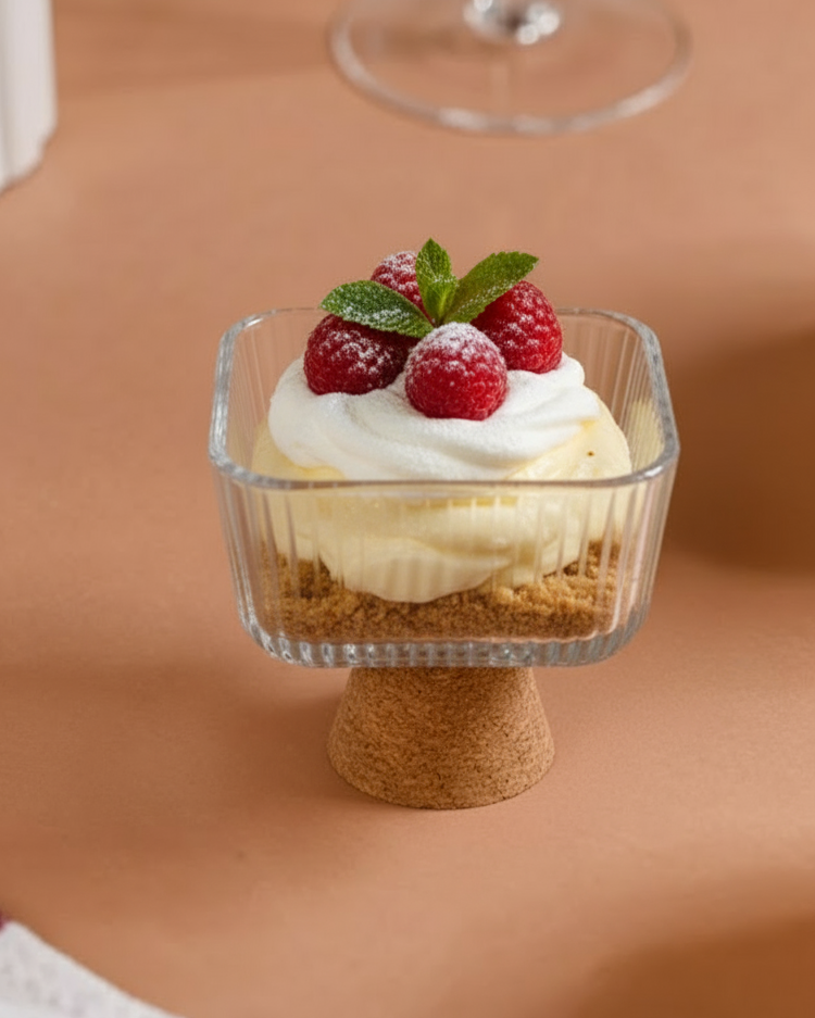 Modern Ribbed Glass Dessert Bowl 