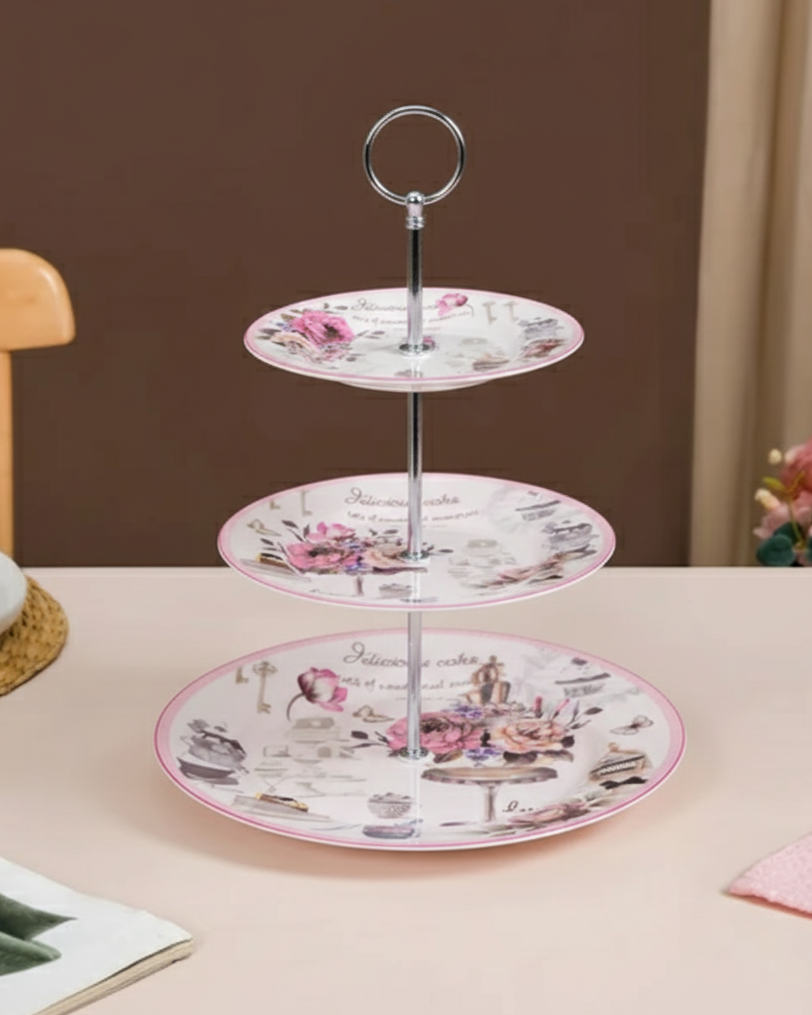 Parisian Rose Café 3-Tier Cake Stand 