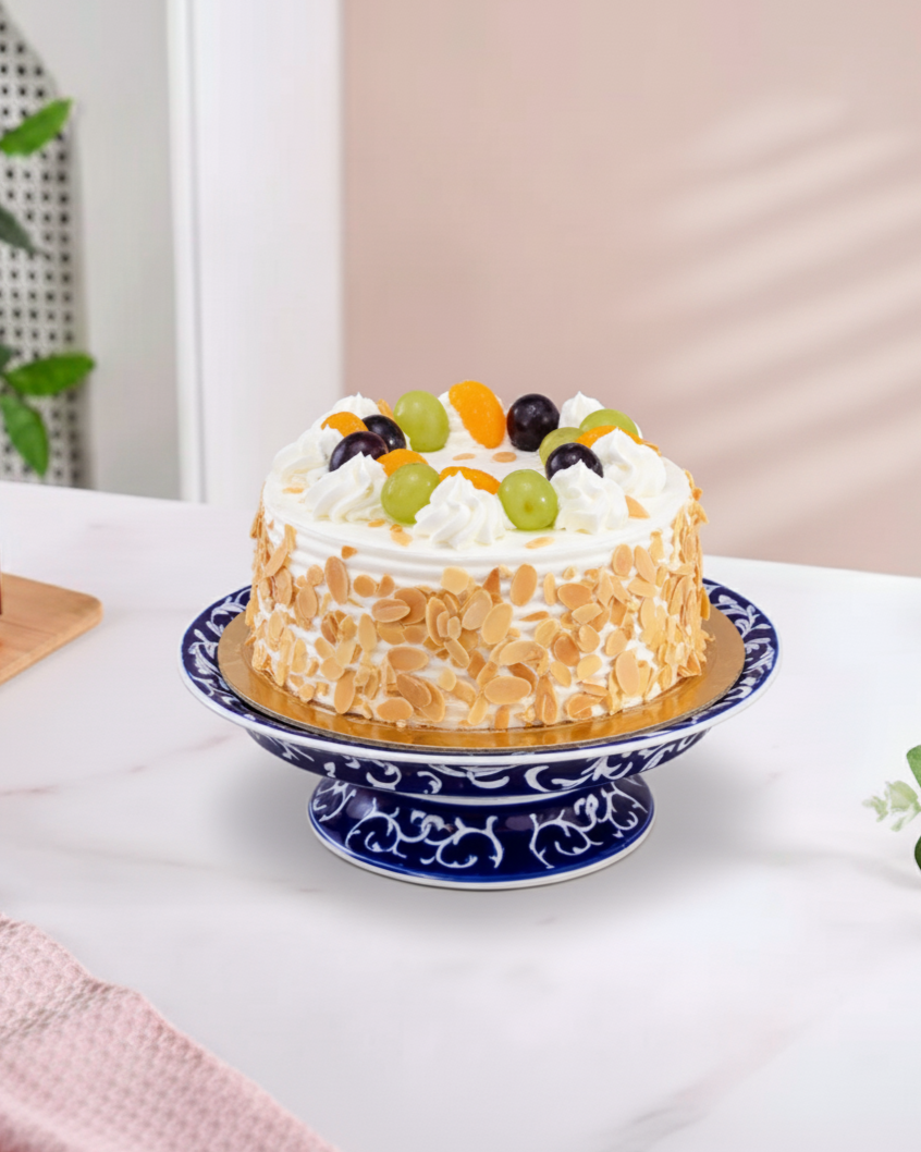 Timeless Blue & White Ceramic Cake Stand 