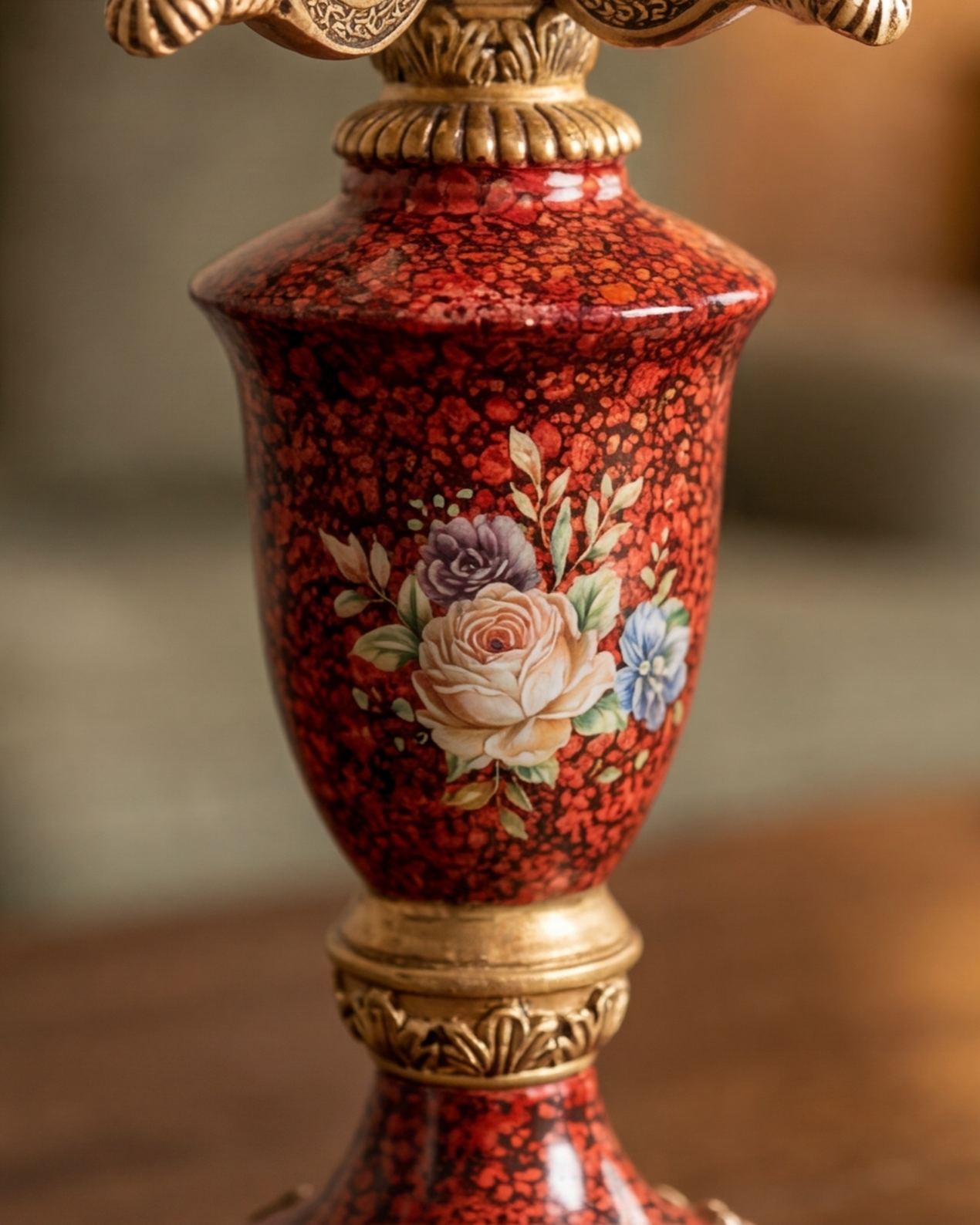 Crimson Blossom Heritage Candle Stand 