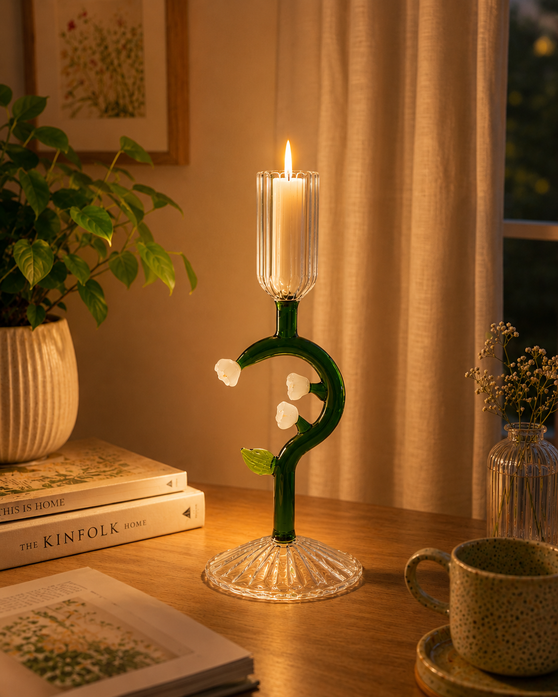 Botanical Stem Glass Candle Stand 