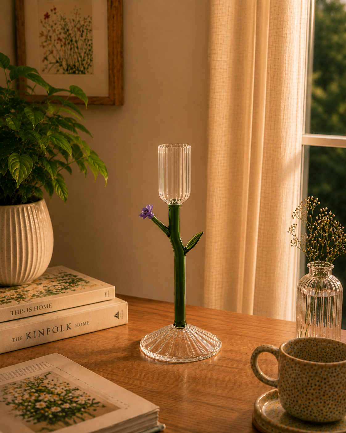 Botanical Stem Glass Candle Stand 