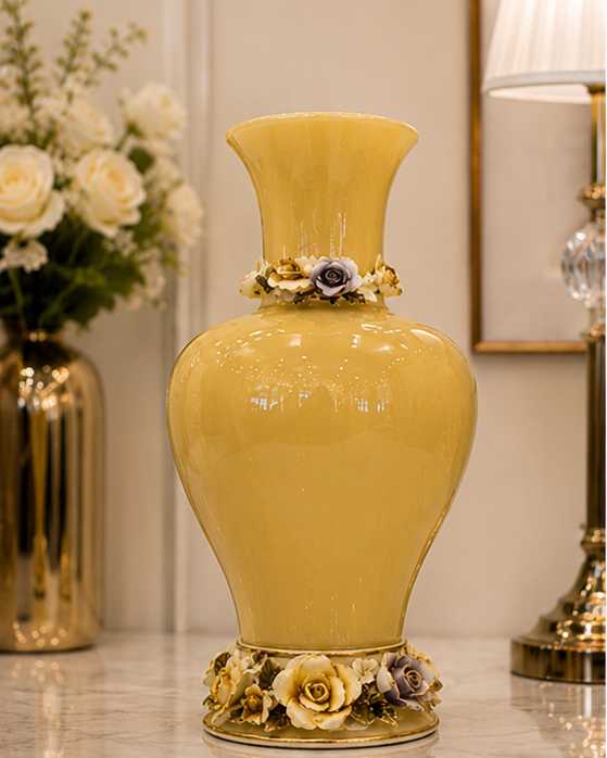 Blush Bloom Decorative Vase - Yellow 
