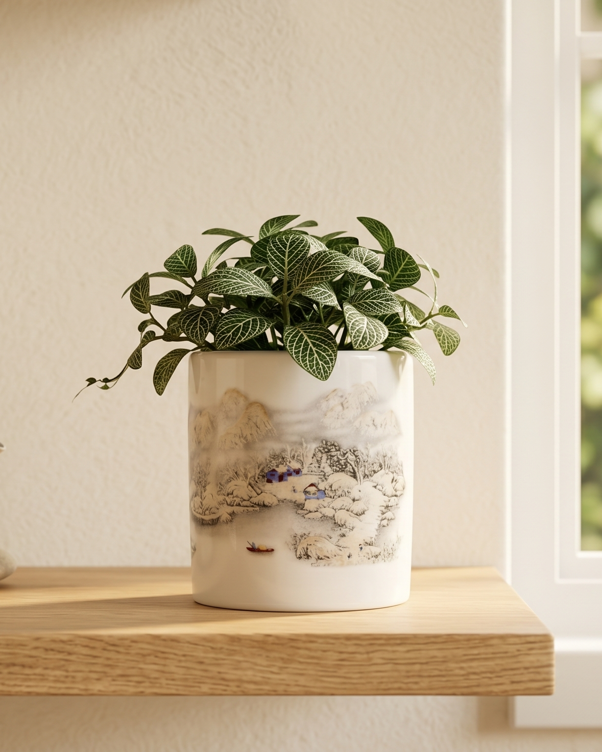 Winter Serenity Ceramic Planter 
