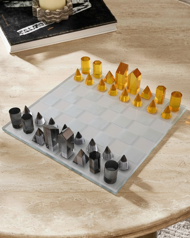 Modern Crystal Geometry Chess Set 