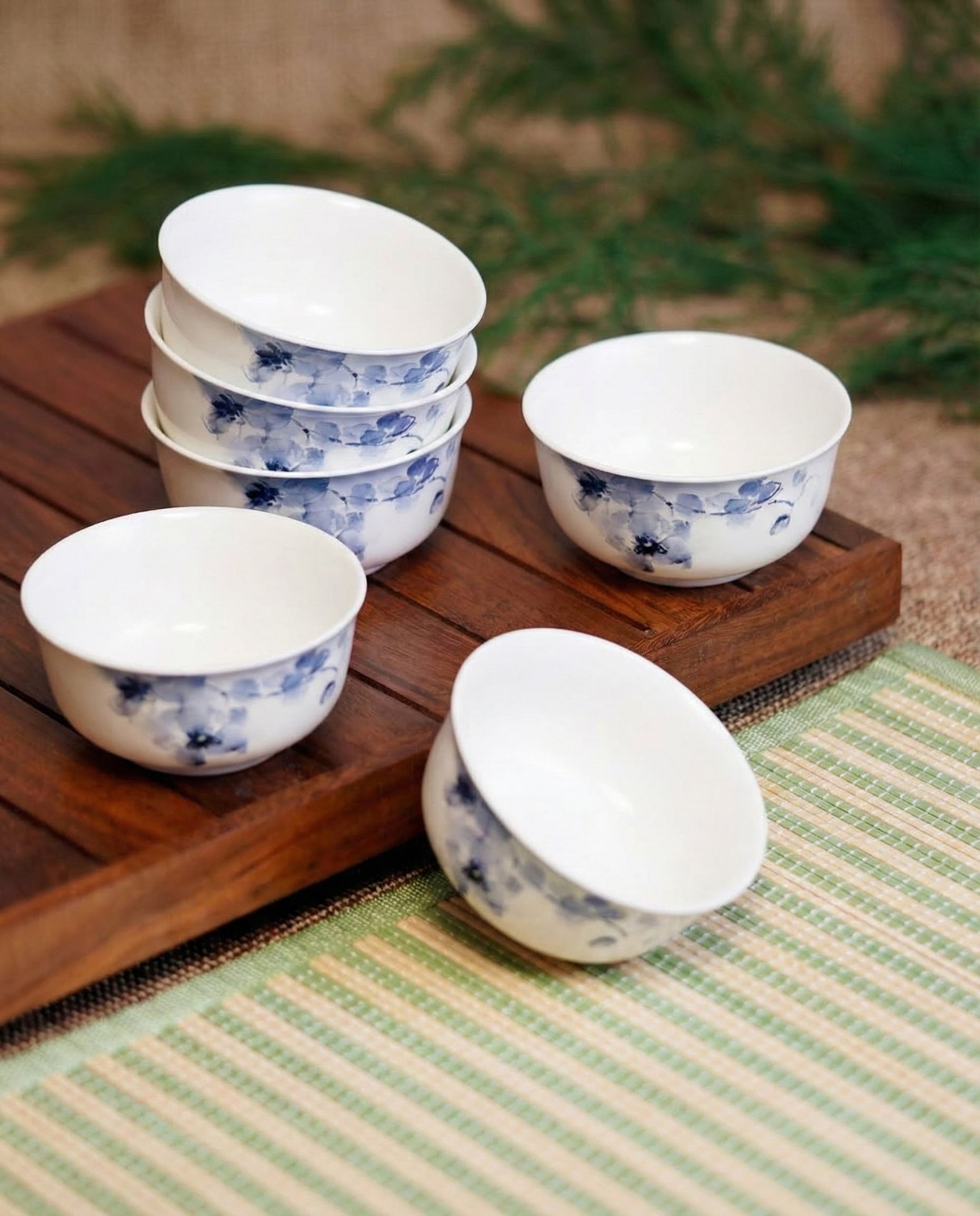 Premium Glossy Floral Porcelain Katori 