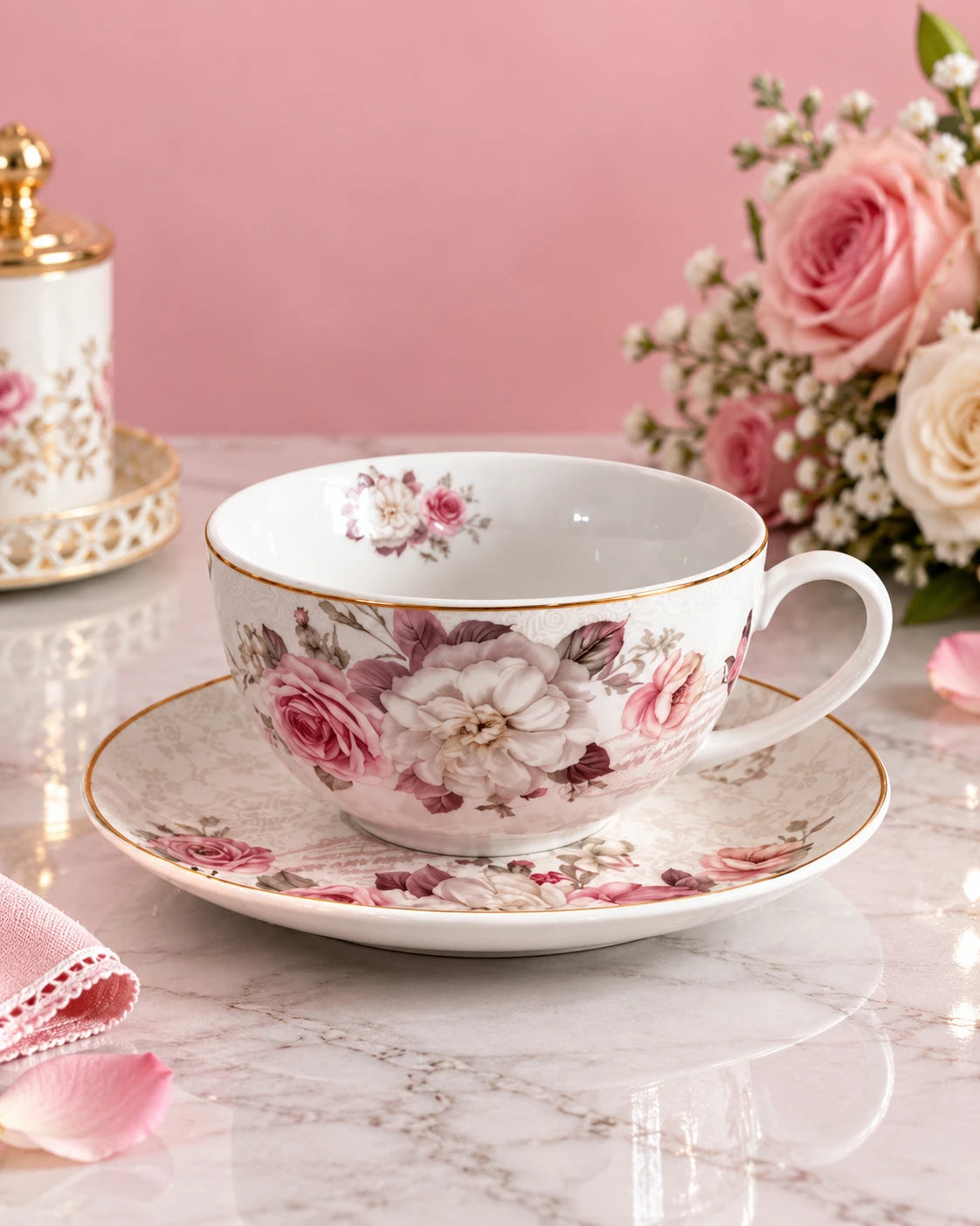 The Gilded Peony Tea for One Set