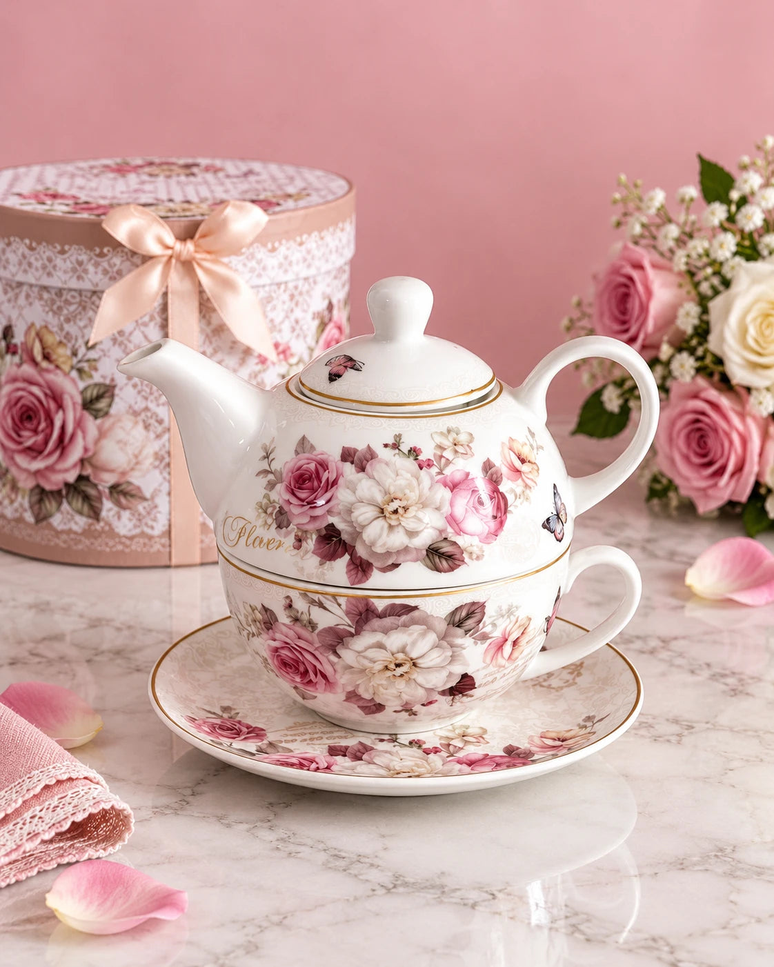 The Gilded Peony Tea for One Set