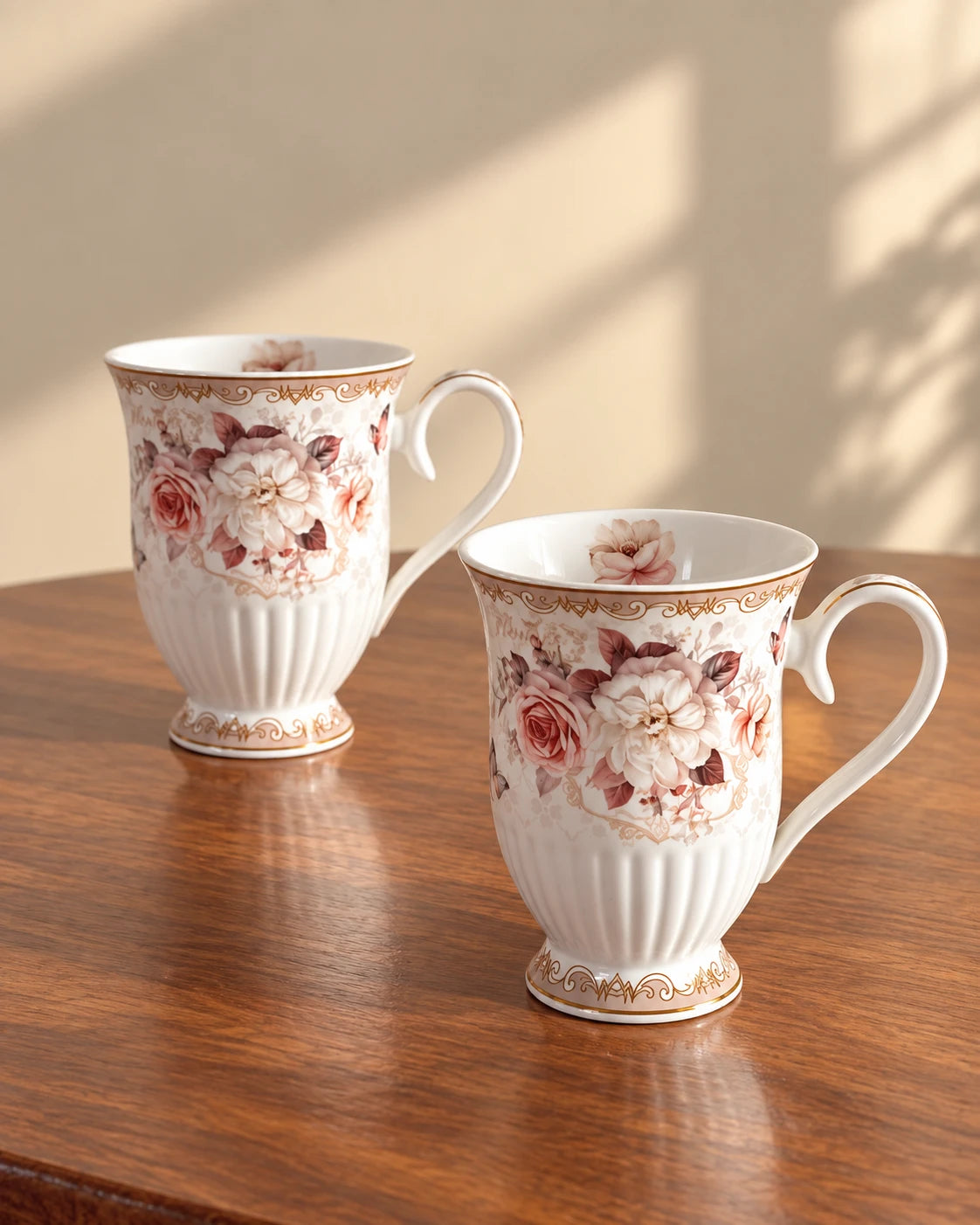 The Gilded Peony Ceramic Mug - Set of 2