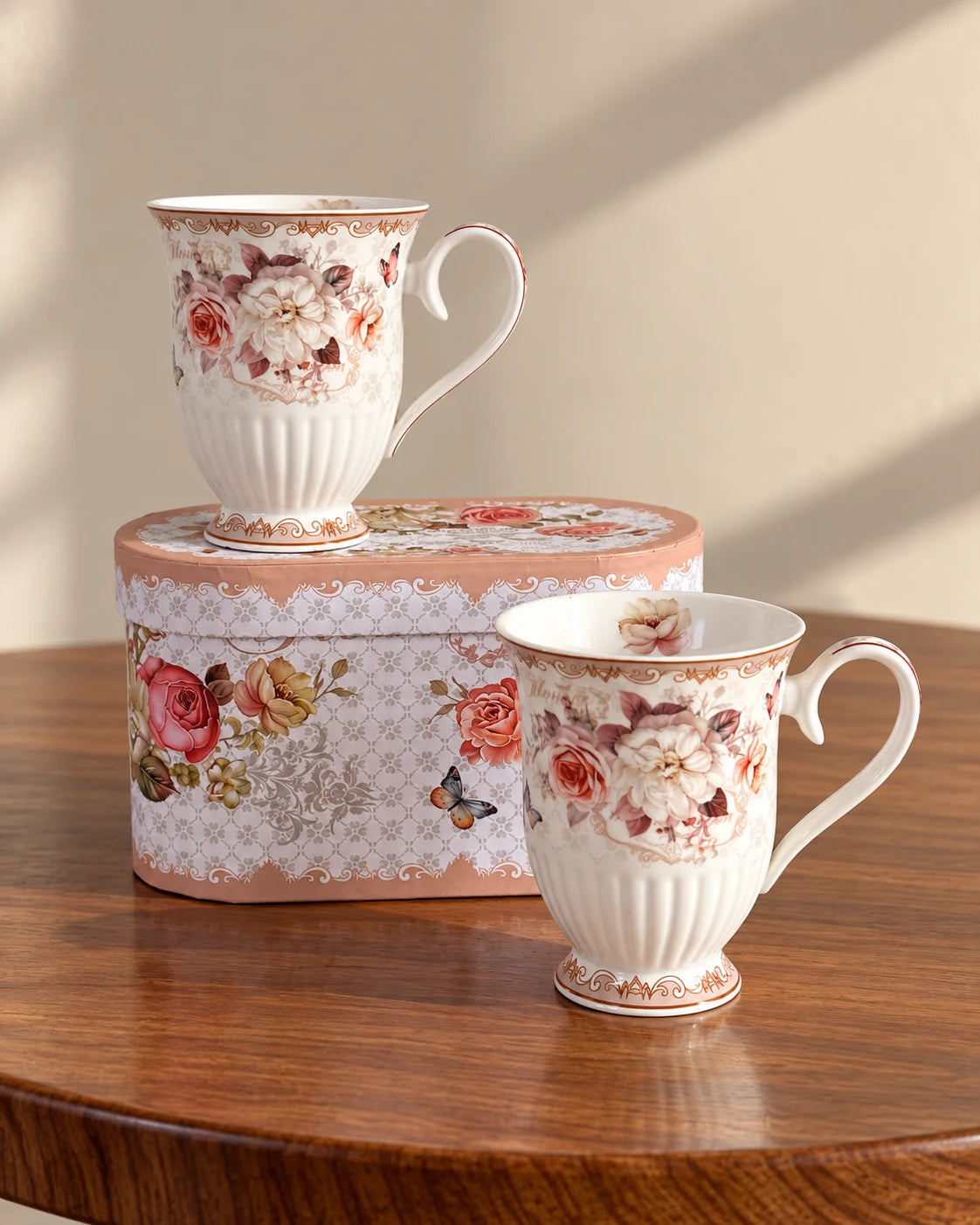 The Gilded Peony Ceramic Mug - Set of 2