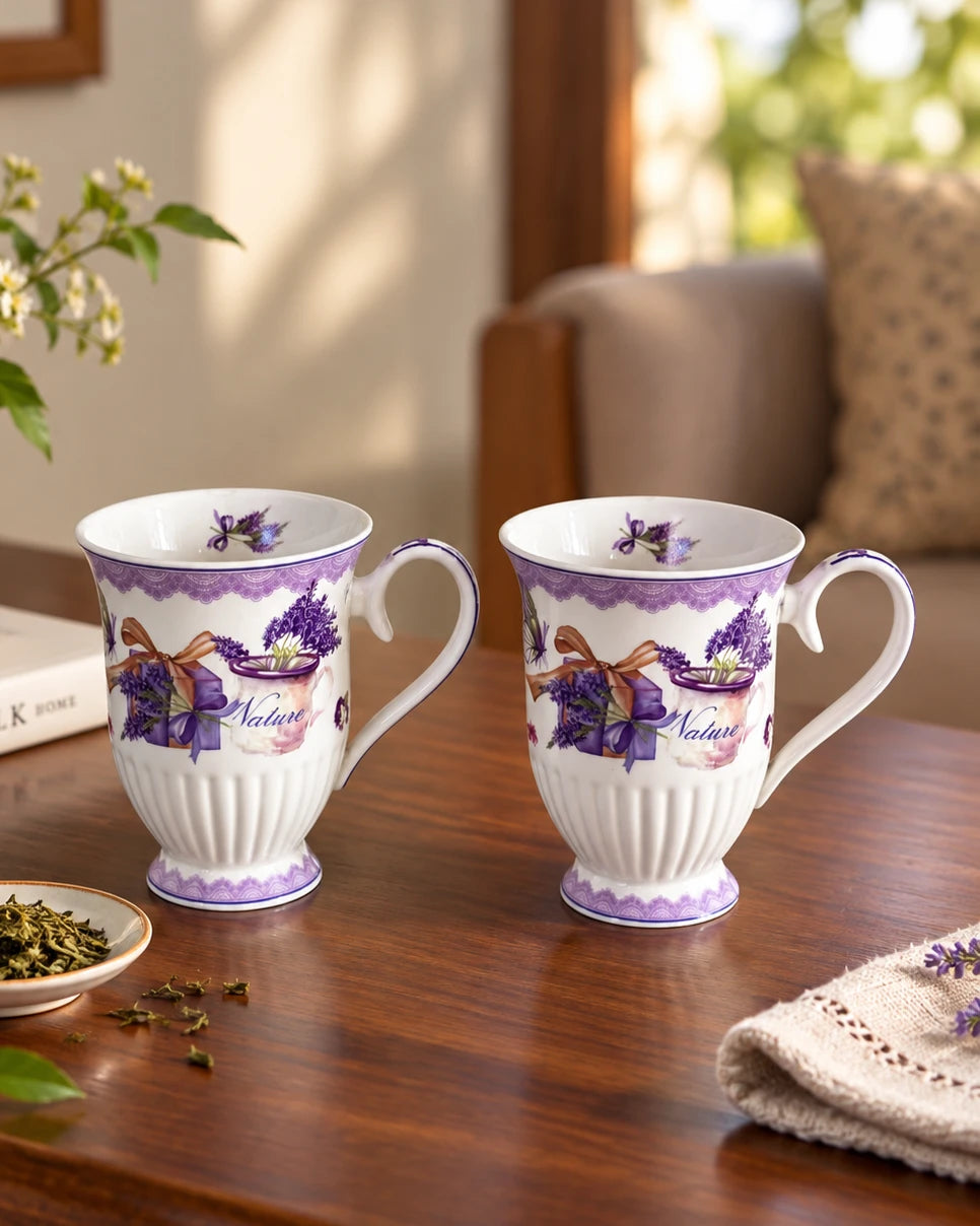 Lavender Whispers Ceramic Mug - Set of 2