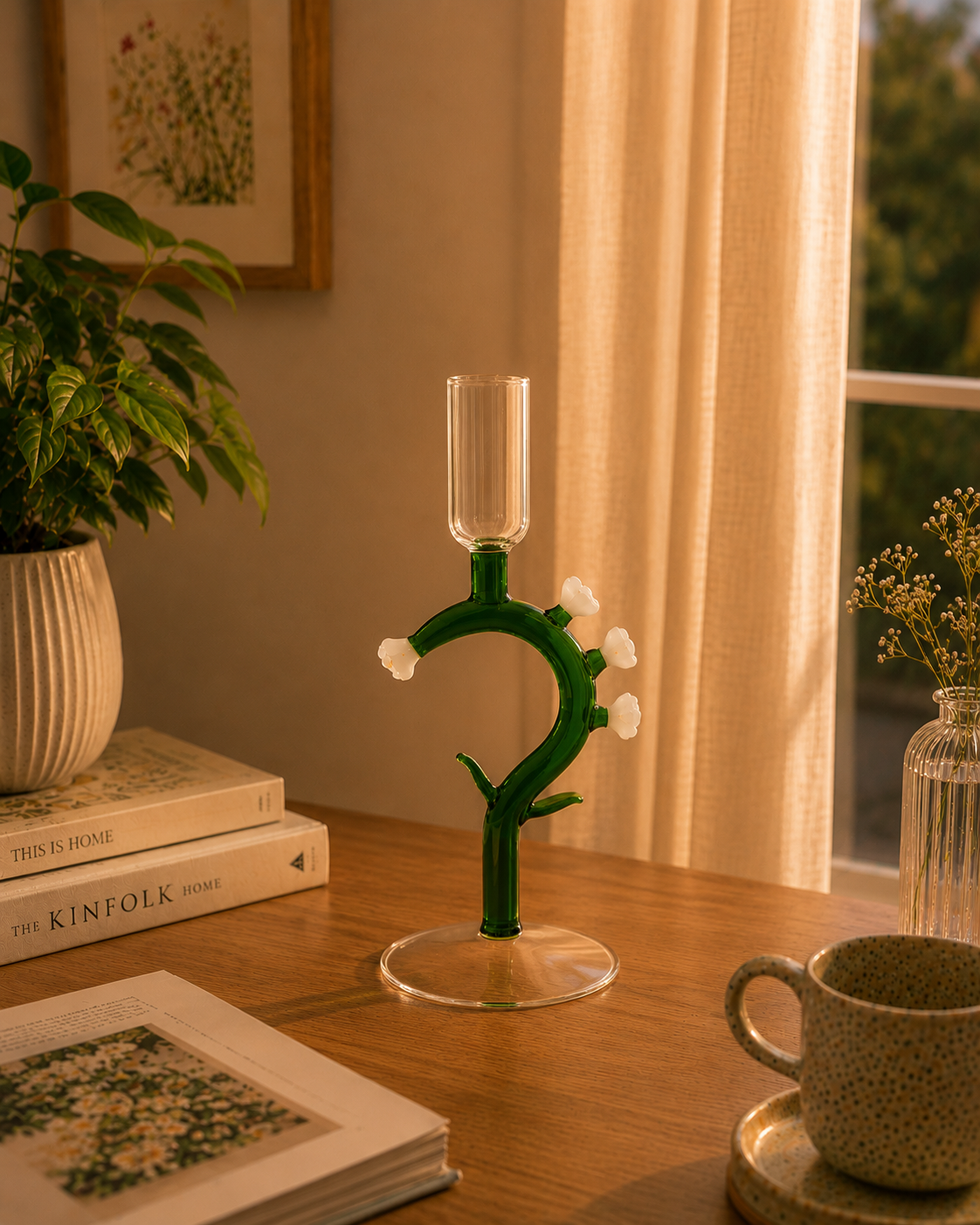 Botanical Stem Glass Candle Stand 