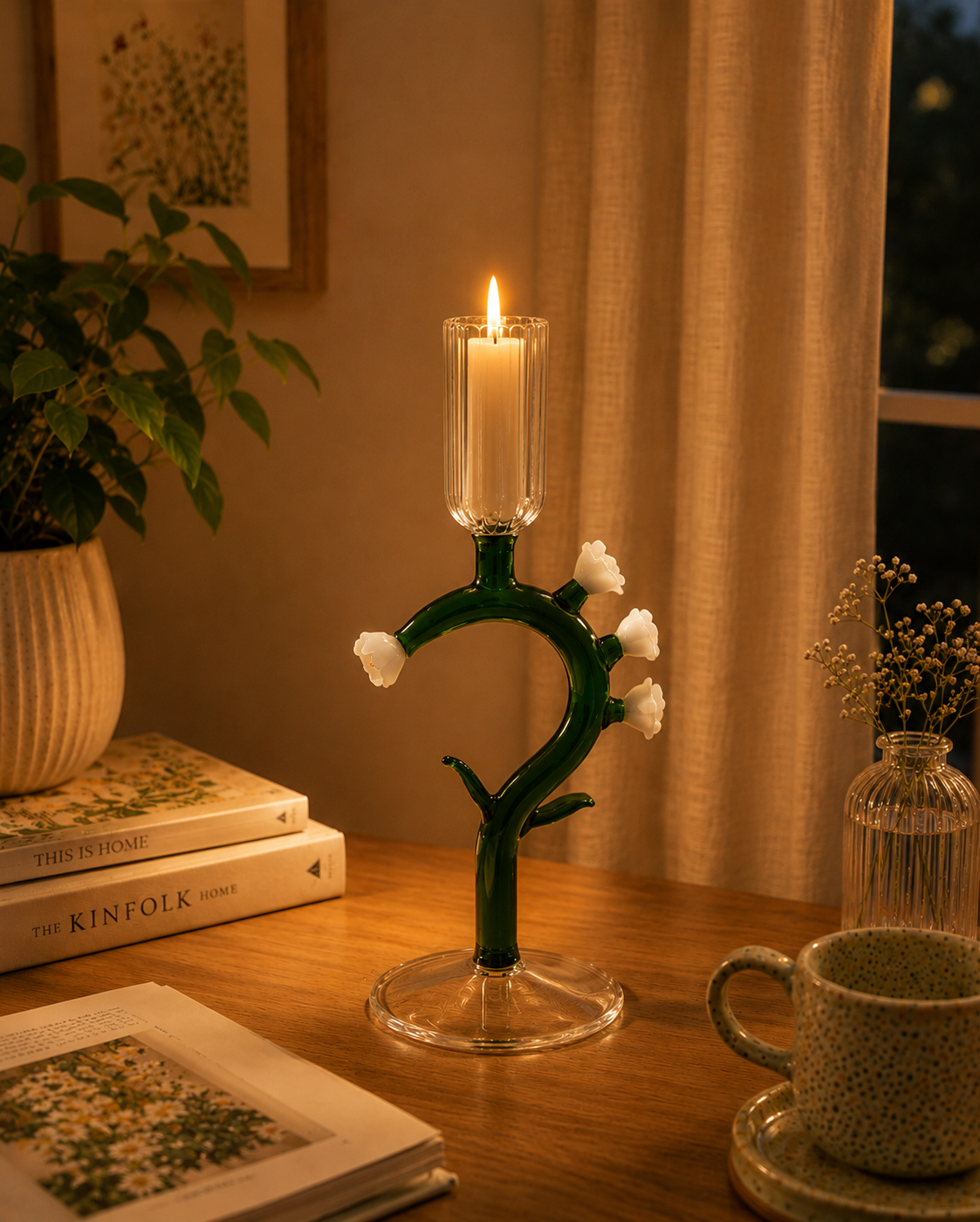 Botanical Stem Glass Candle Stand 