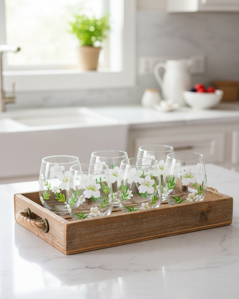 Blossom Serenity Drinking Glass - Set Of 6 
