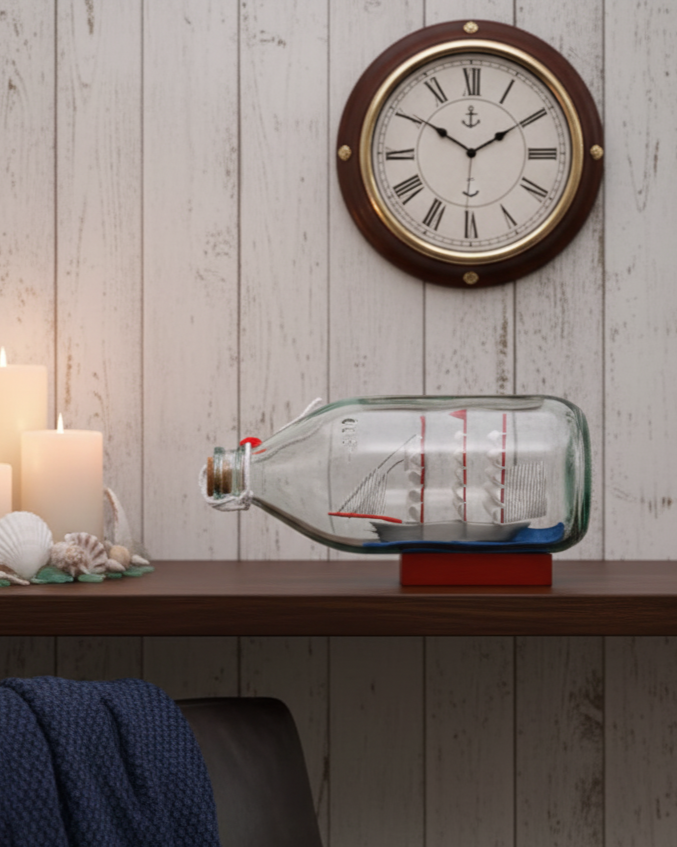 Ocean Whisper Bottle Decorative Ship 