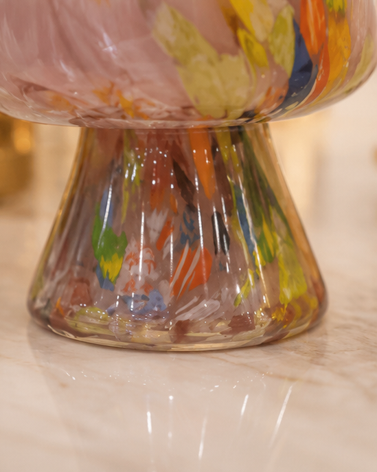 Blush Bloom Art Glass Vase 