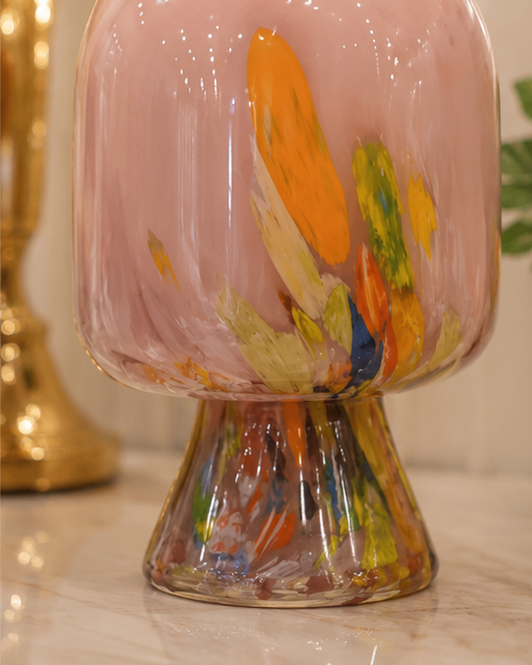 Blush Bloom Art Glass Vase 
