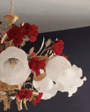 Crimson Rose French Floral Chandelier 