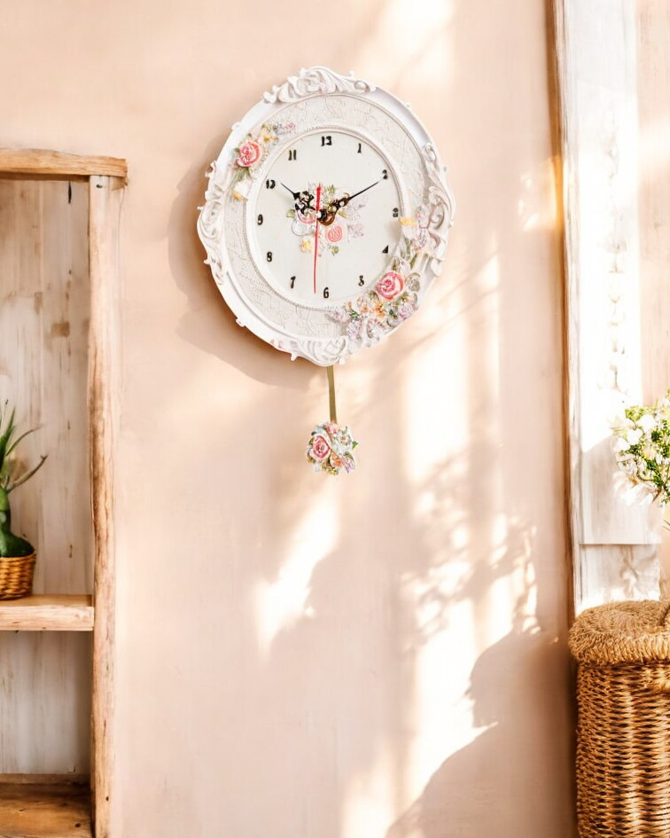 'Country Roses' Vintage Wall Clock 