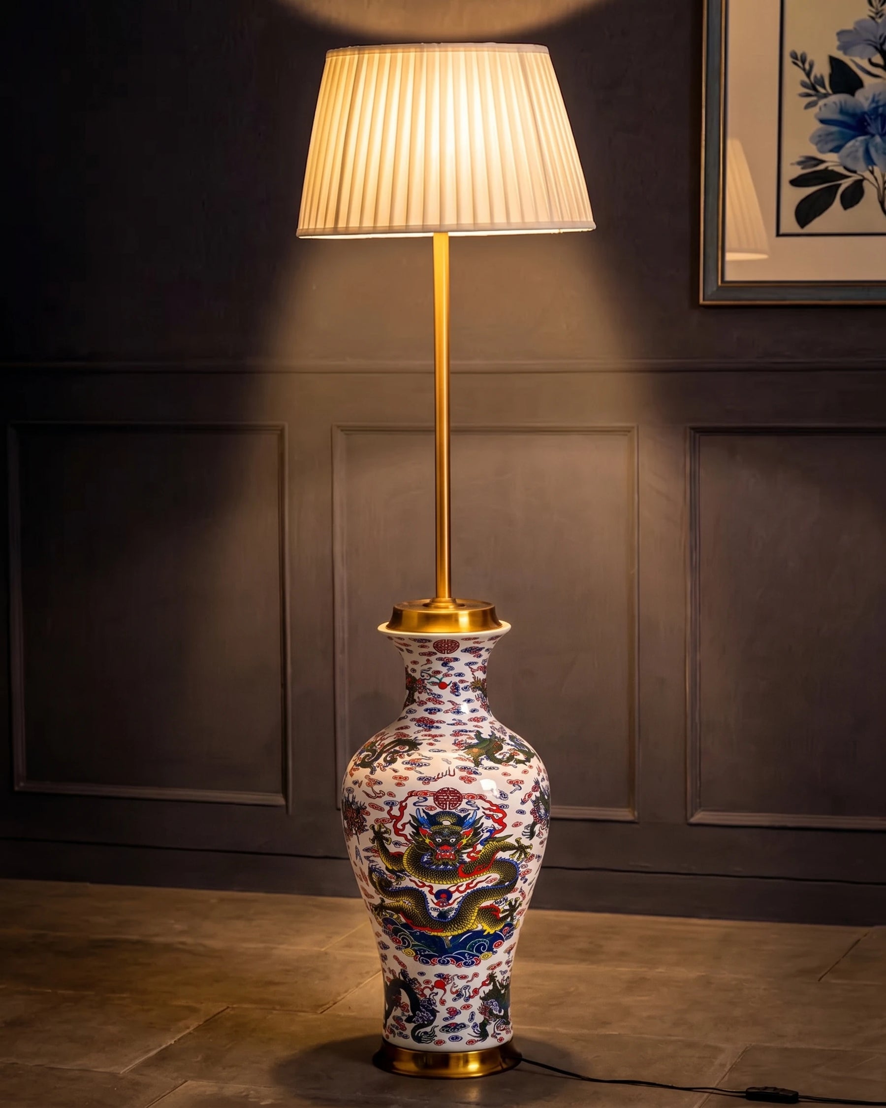 Dragon Motifs Symbolizing Floor Lamp 
