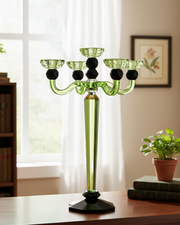 5-Arm Emerald Crystal Candle Stand