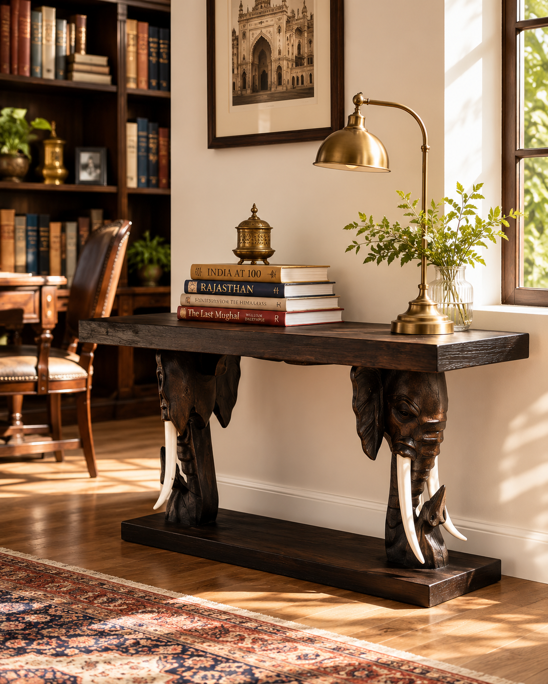 Royal Dual  Elephant Console Table - 47 CM