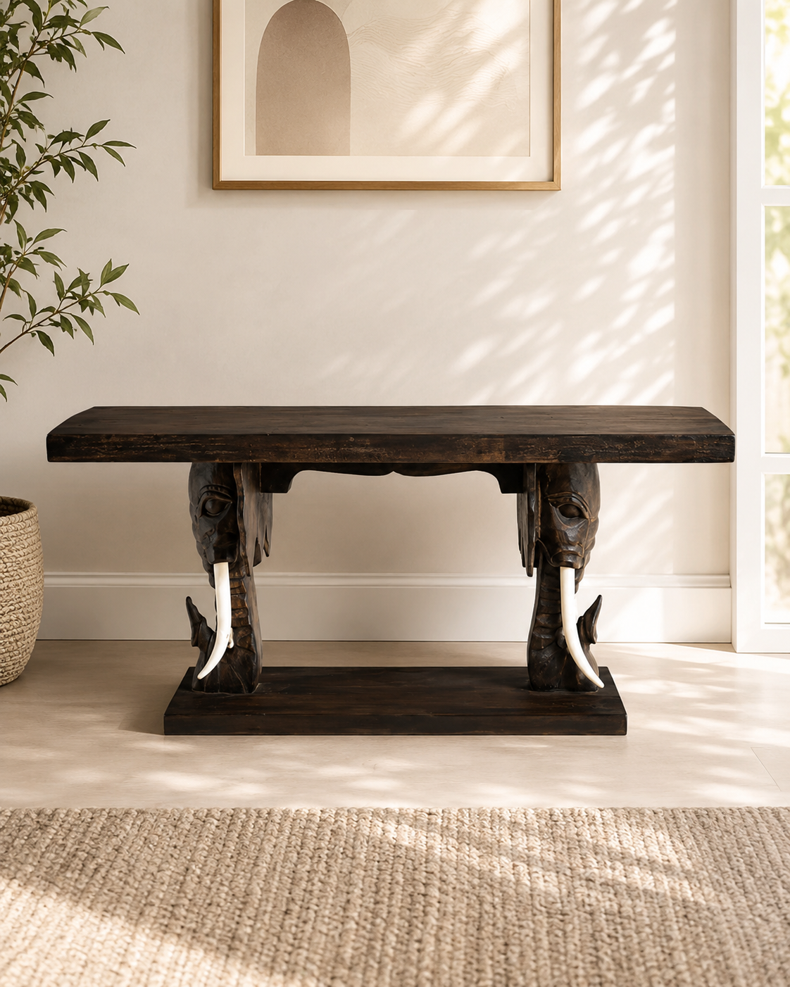 Royal Dual  Elephant Console Table - 47 CM 