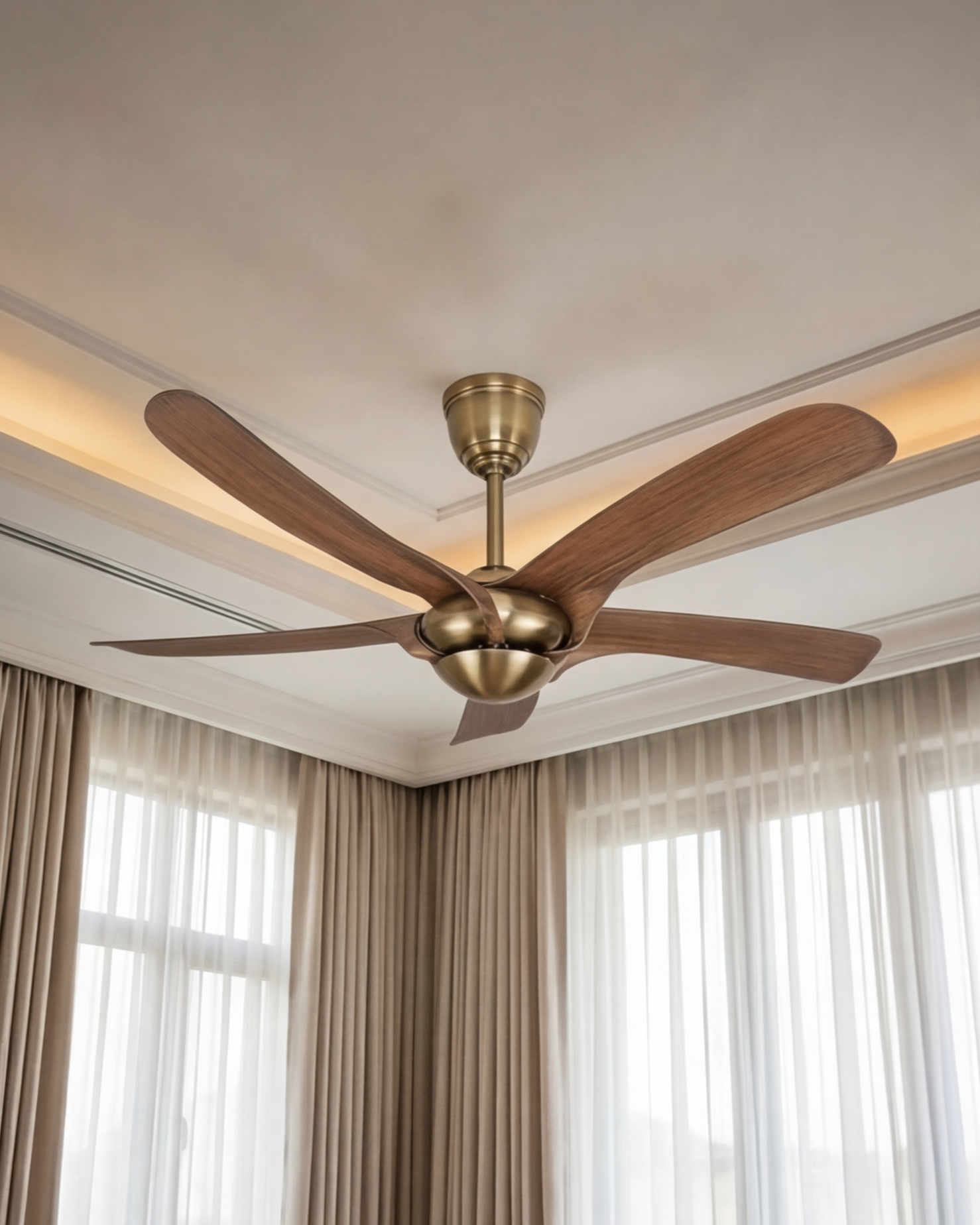 The Aurelia Brass & Walnut Ceiling Fan 