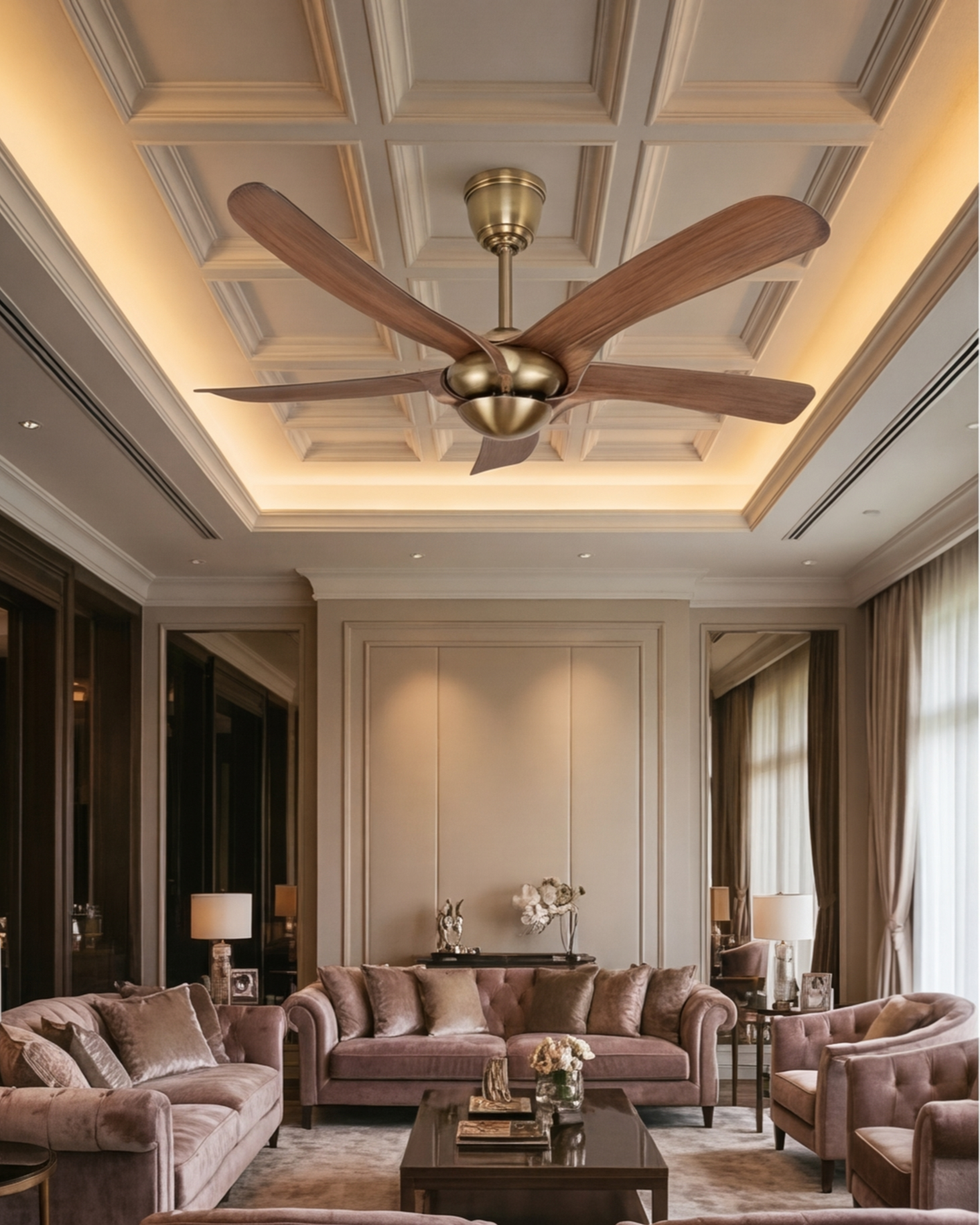 The Aurelia Brass & Walnut Ceiling Fan 