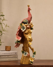 Peacock Majesty Giraffe Decorative Figurine - Pink
