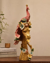 Peacock Majesty Giraffe Decorative Figurine - Pink 