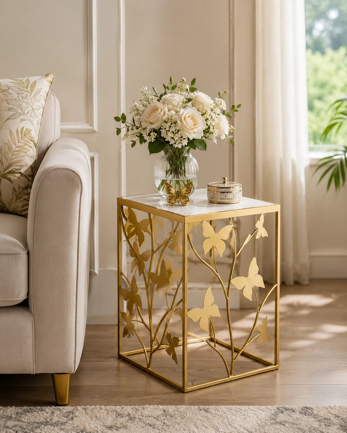 Golden Bloom Accent Side Table - Small 