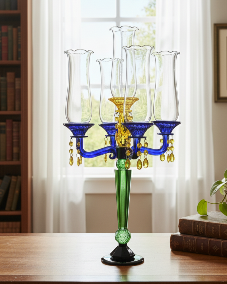 Regal Prism 5-Arms Glass Candelabra 