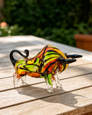 Tropical Flame Bull Decorative Glass Figurine