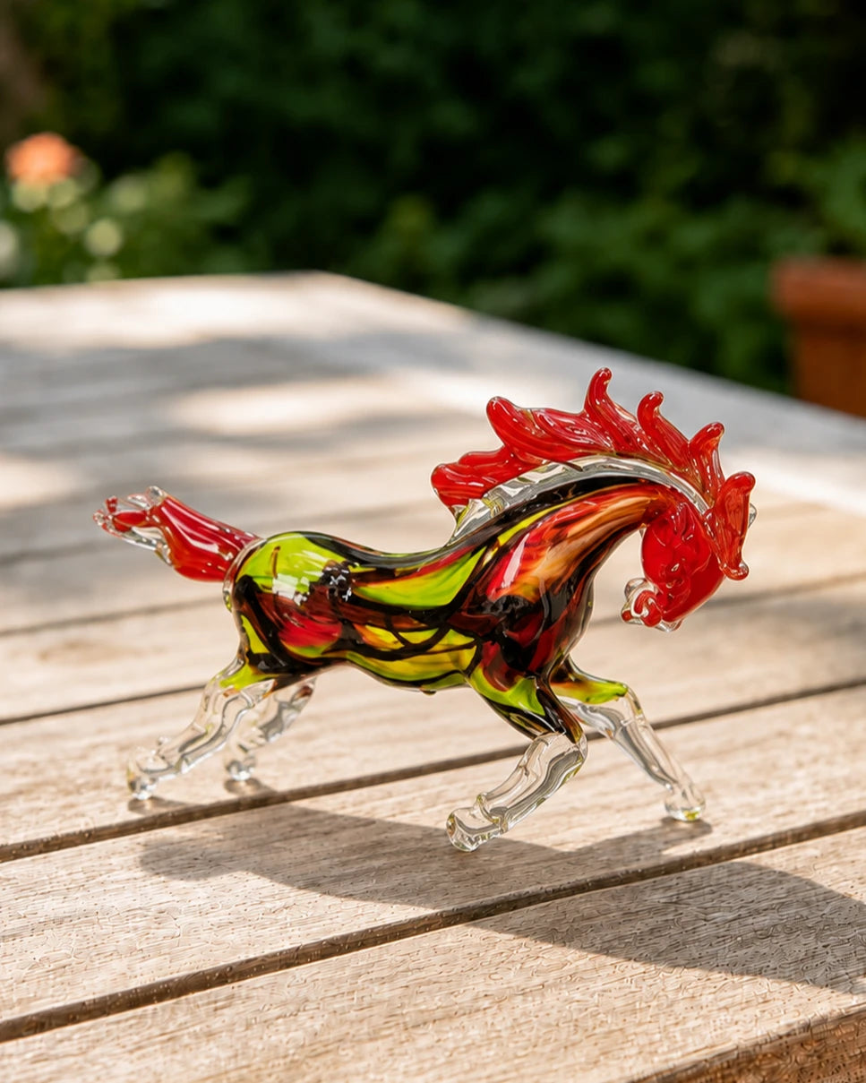 Galloping Blaze Horse Decorative Glass Figurine
