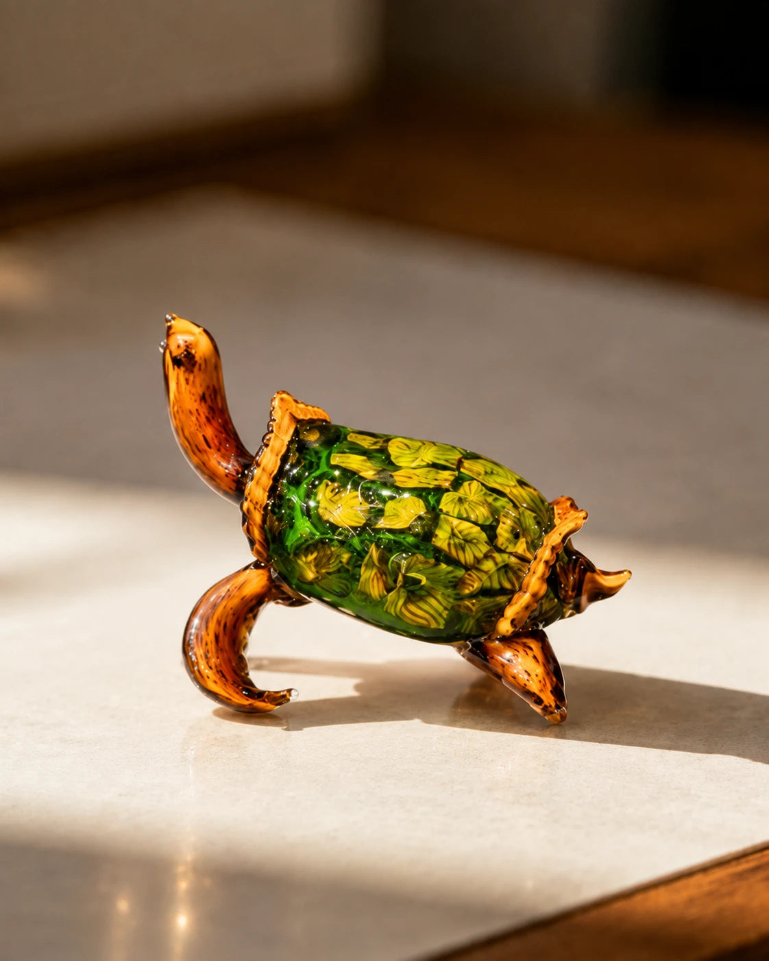 Emerald Shell Turtle Decorative Glass Figurine