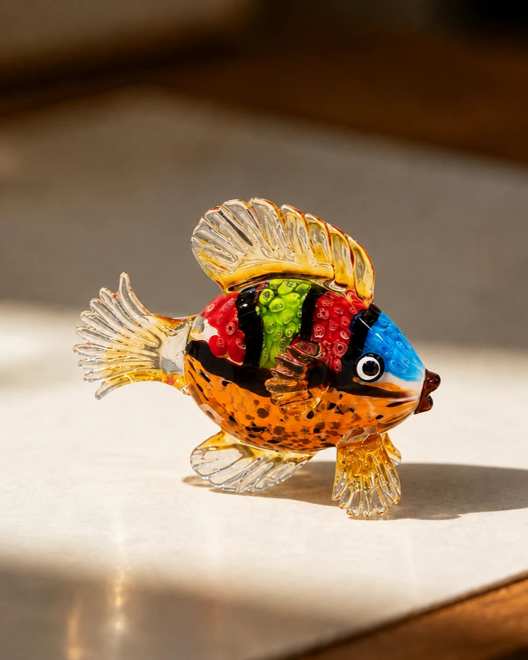 Coral Mosaic Fish Decorative Glass Figurine