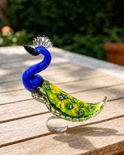 Royal Blue Peacock Decorative Glass Figurine