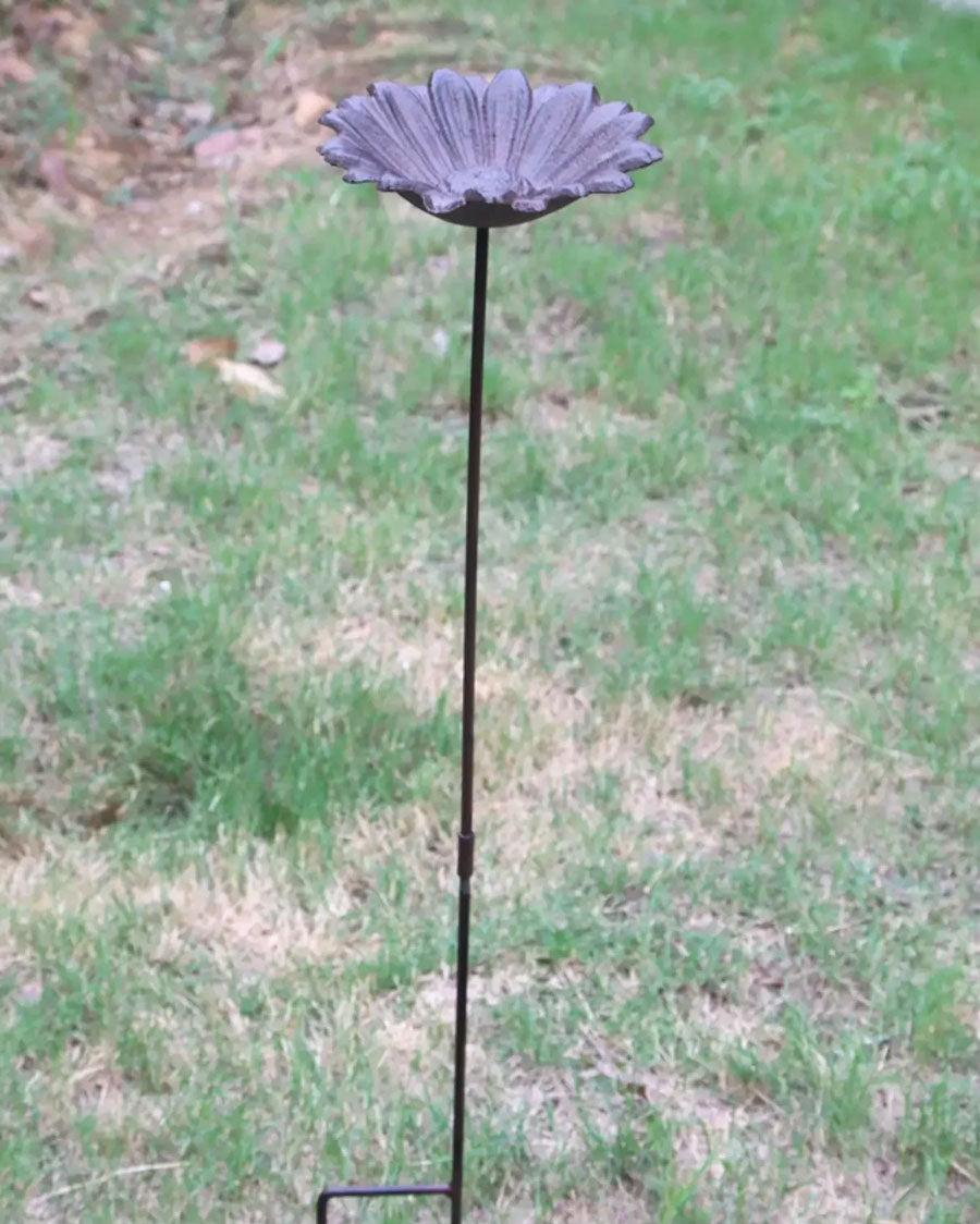 Rustic Sunflower Cast Iron Bird Feeder 